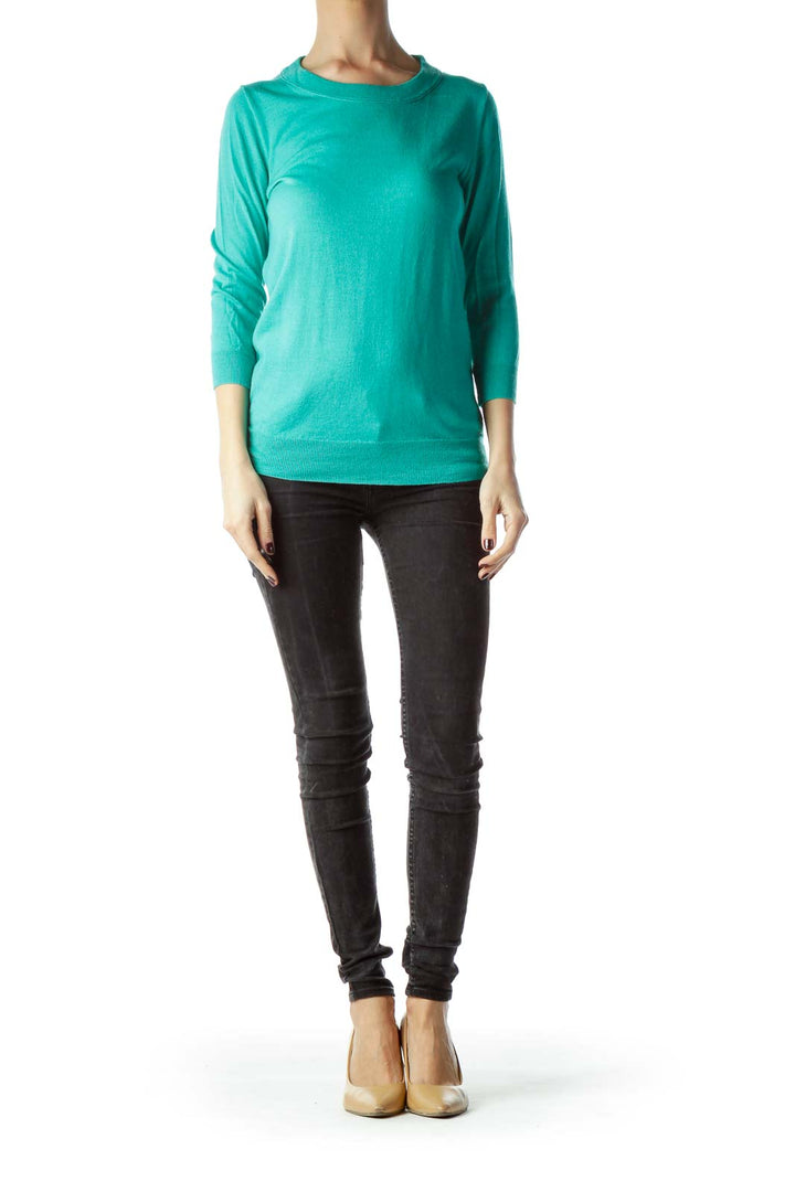 Mint Green Stretch Long Sleeve Knit Top