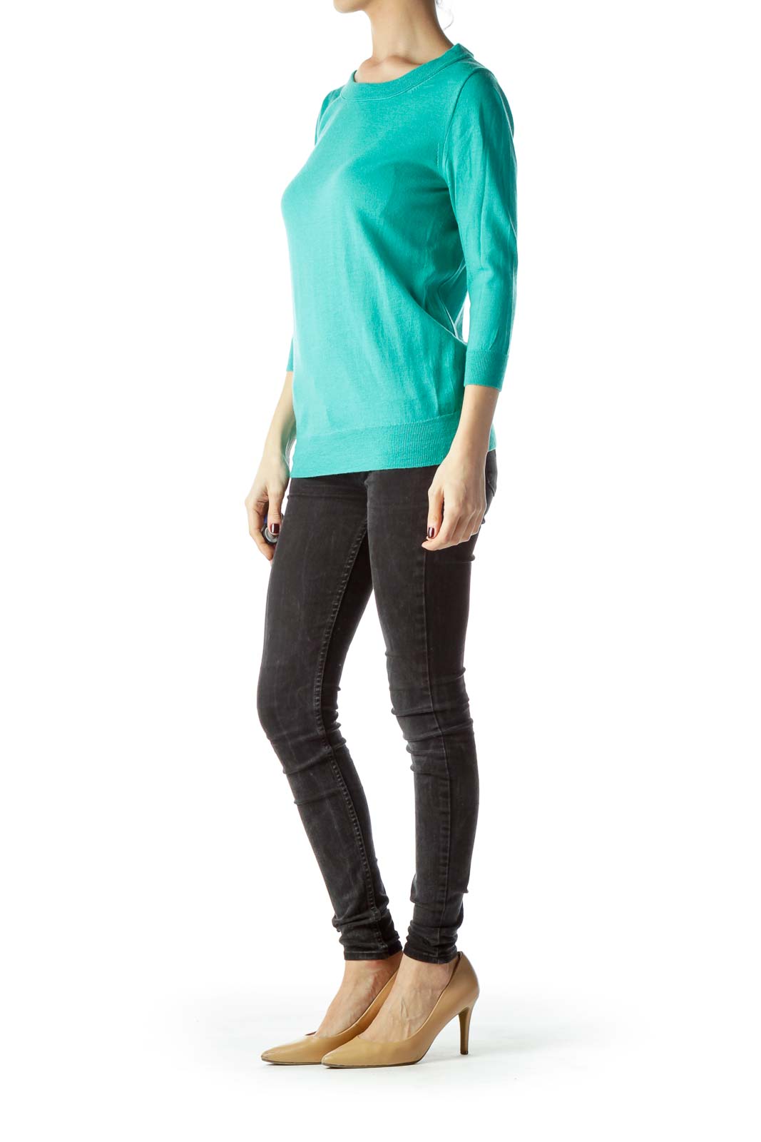 Mint Green Stretch Long Sleeve Knit Top