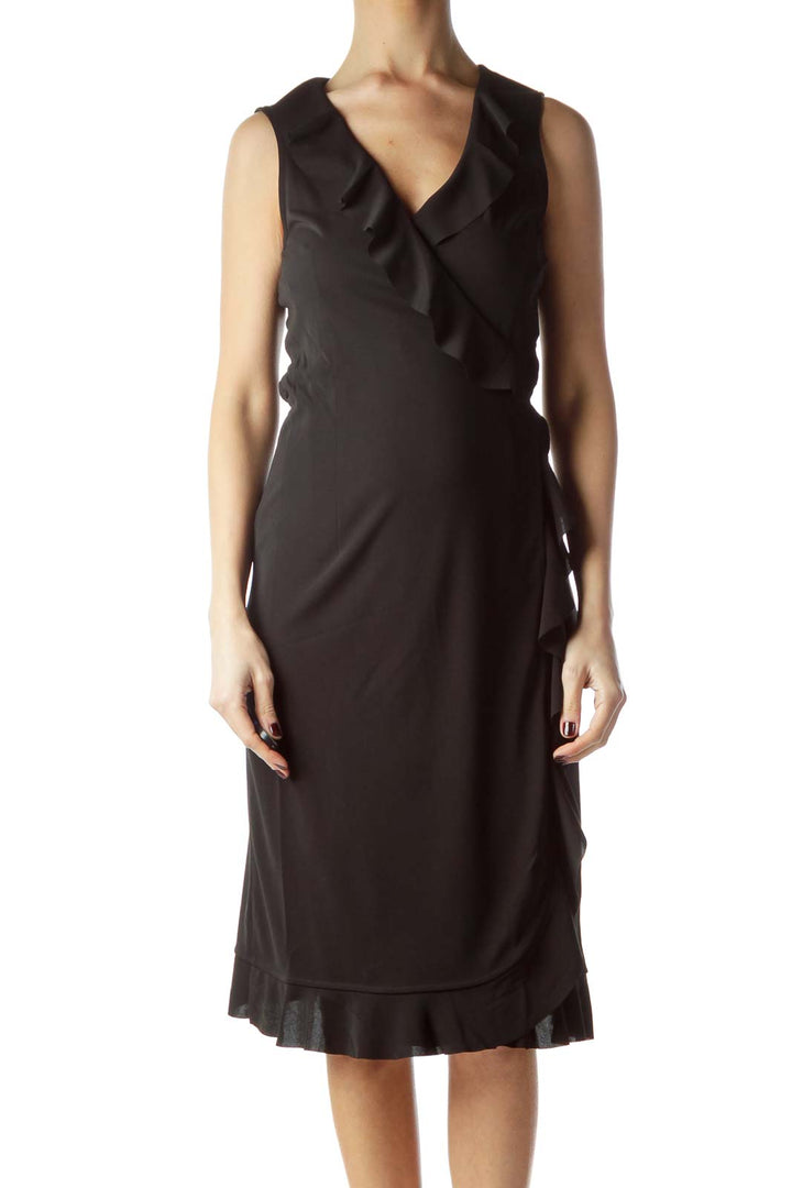 Black Flared Wrap Dress