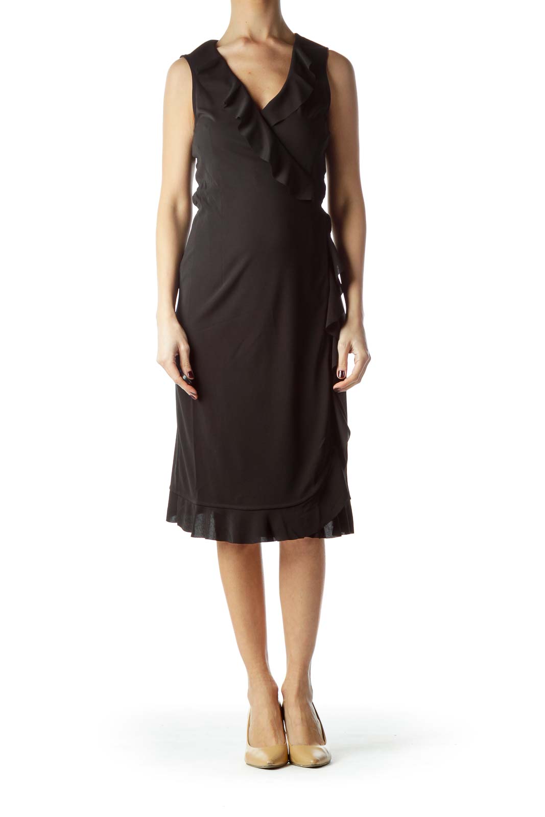 Black Flared Wrap Dress