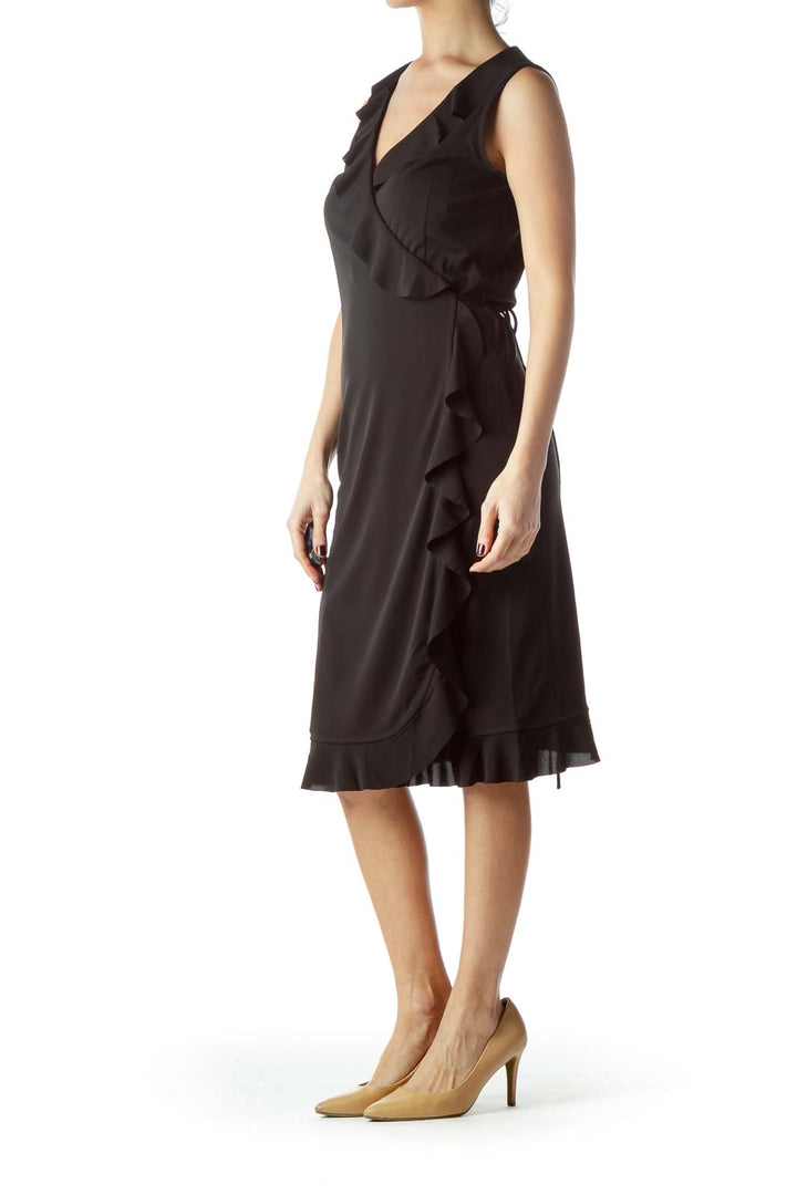 Black Flared Wrap Dress