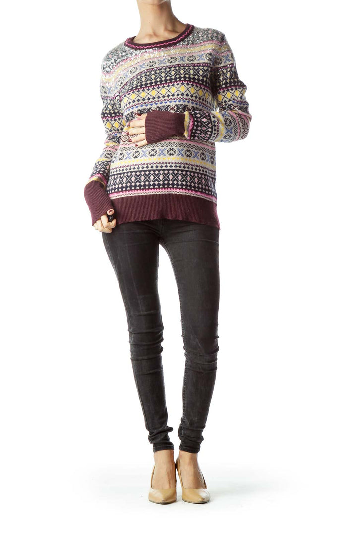 Multicolored 100% Lambswool Sequins Sweater