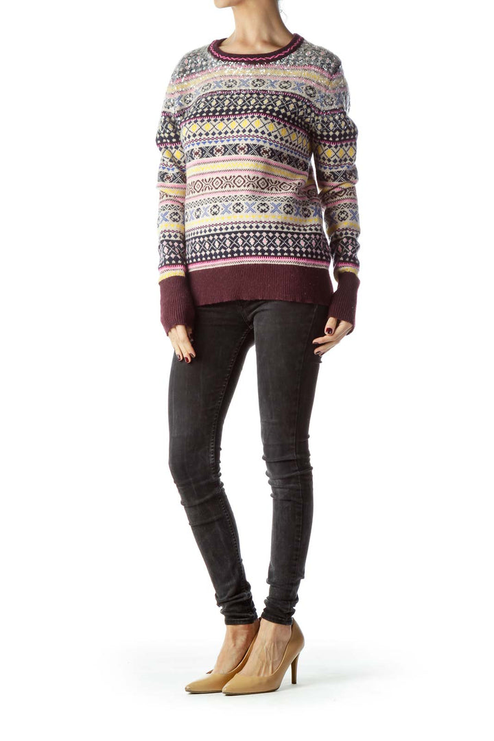 Multicolored 100% Lambswool Sequins Sweater