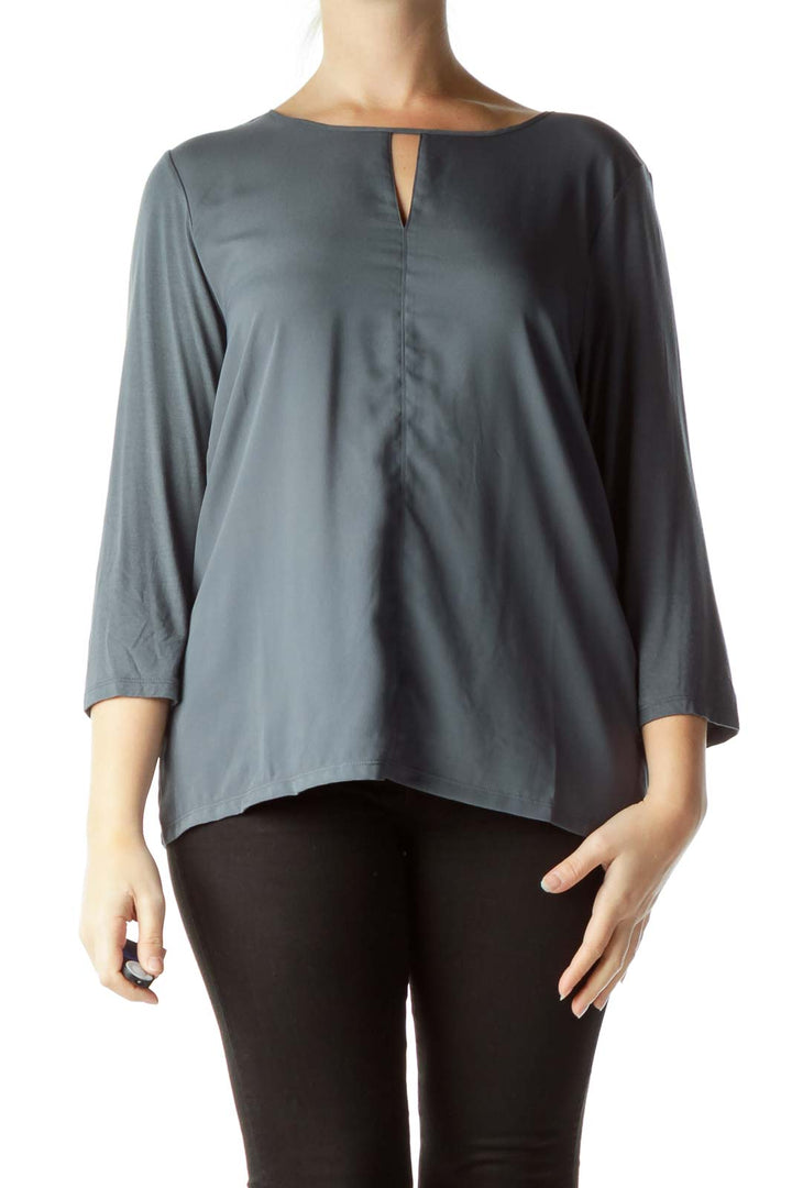 Gray Blouse with Jersey Back