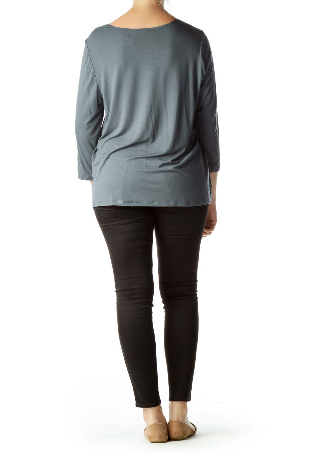 Gray Blouse with Jersey Back