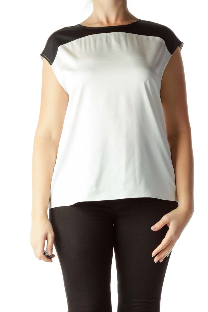 Black Neckline Cream Body Blouse