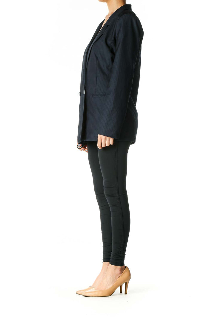 Navy Pinstripe Detail Oversized Blazer