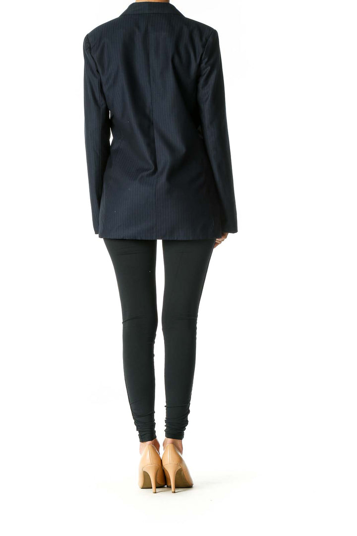 Navy Pinstripe Detail Oversized Blazer