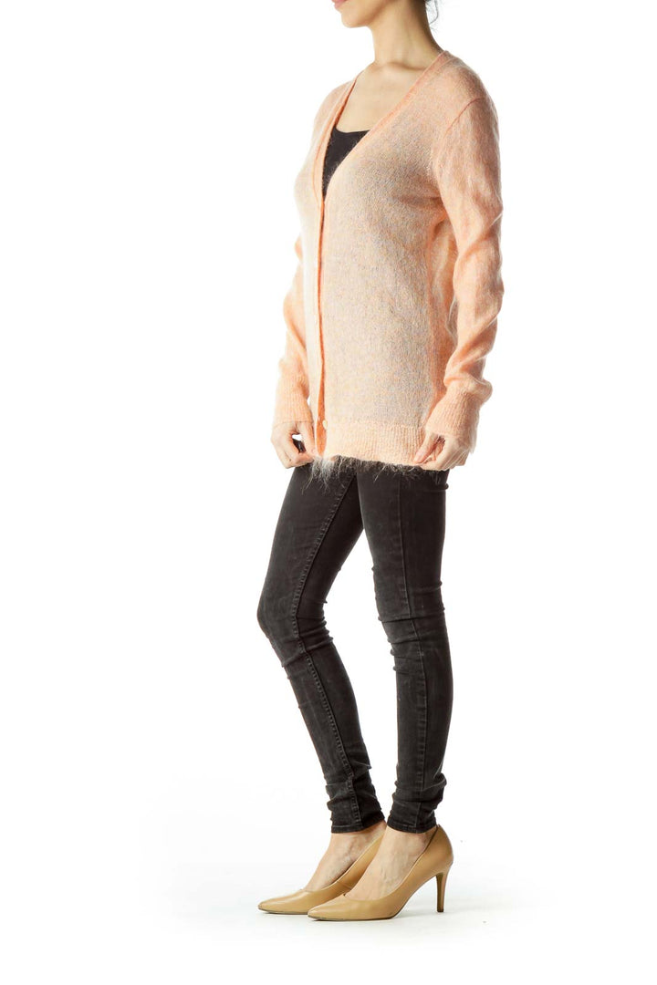 Coral Orange Long Sleeve Cardigan