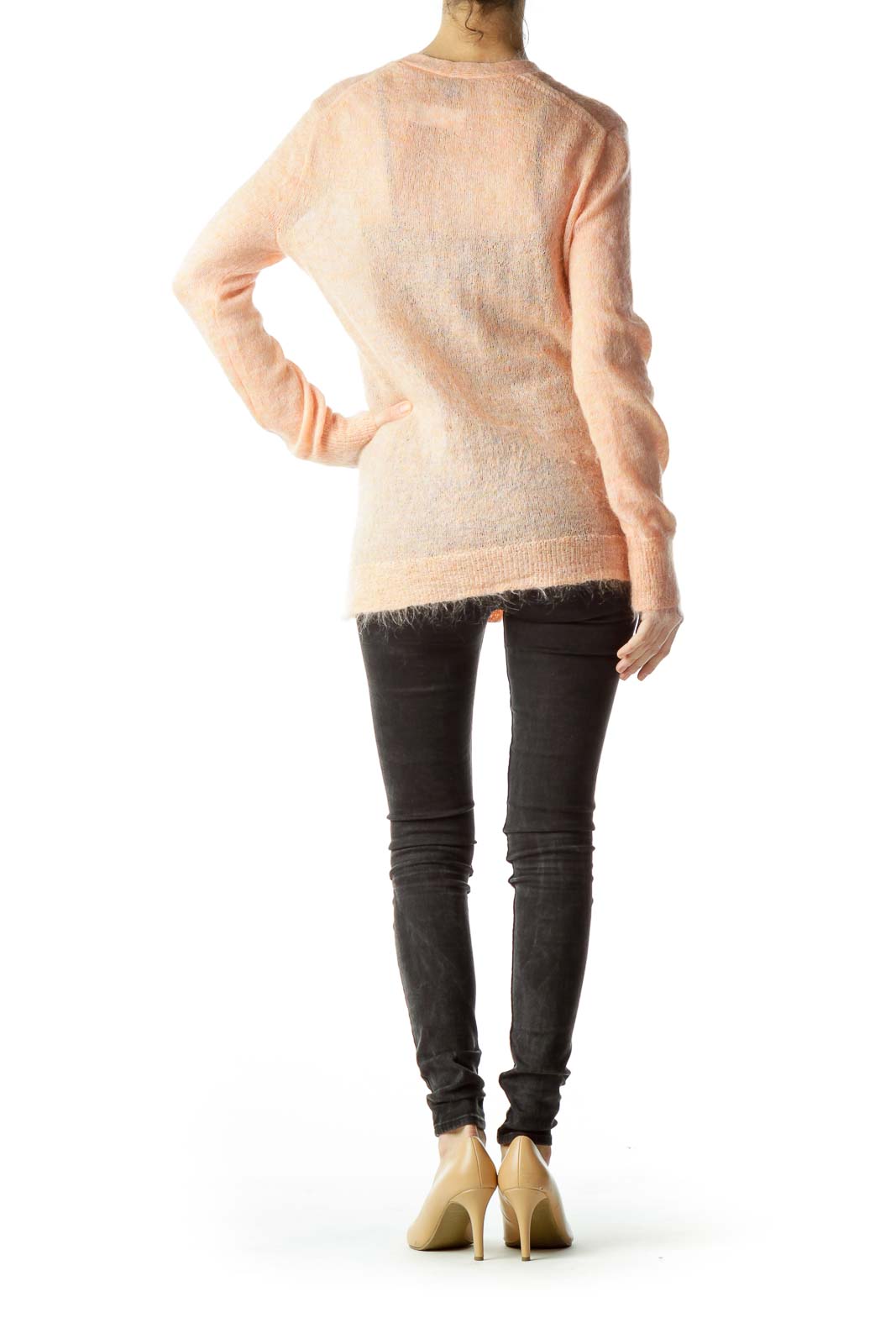 Coral Orange Long Sleeve Cardigan