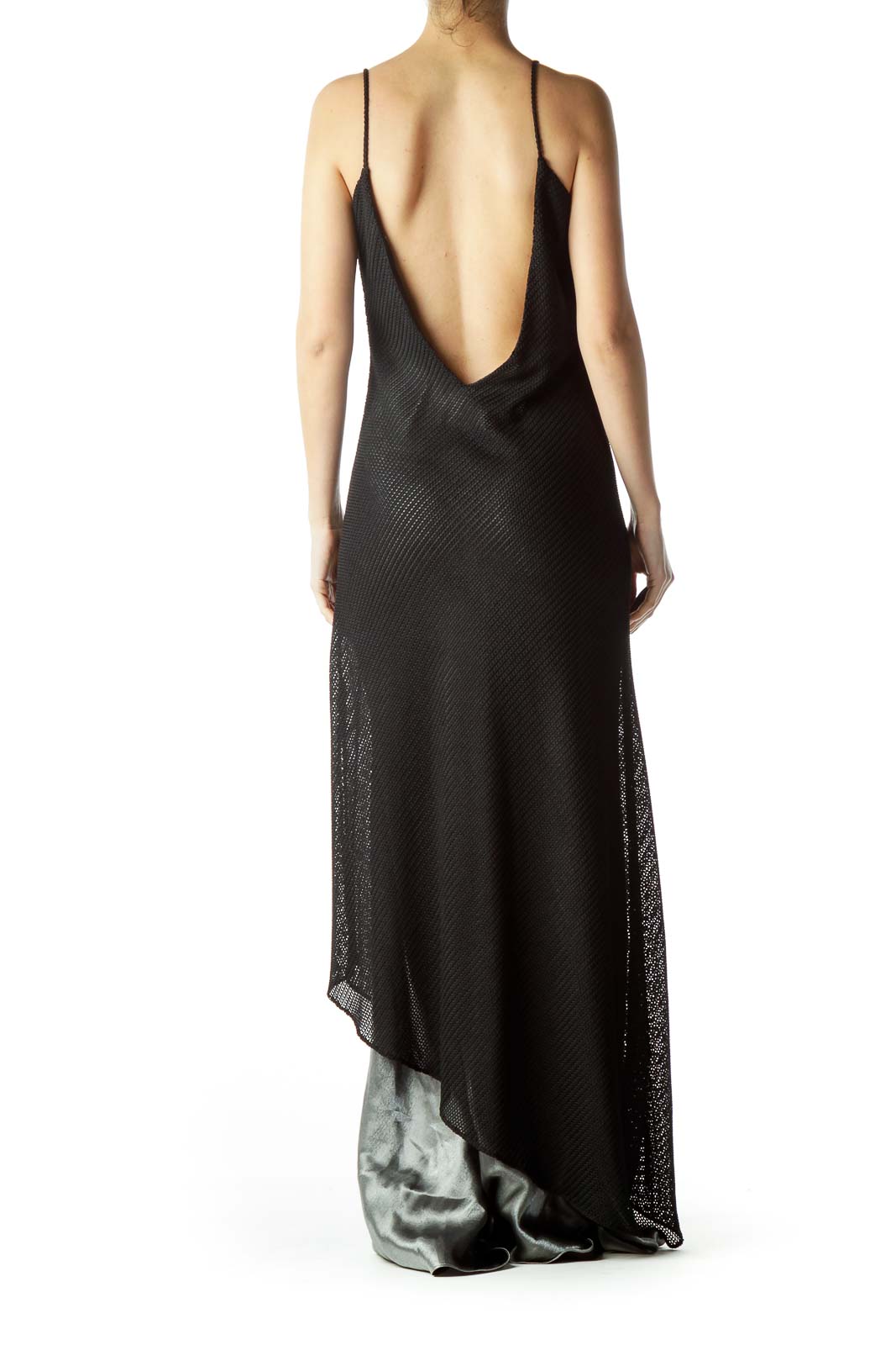 Black Cable Knit Spaghetti Strap Maxi Dress