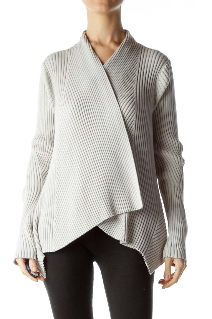 Light Gray Open Front Sweater