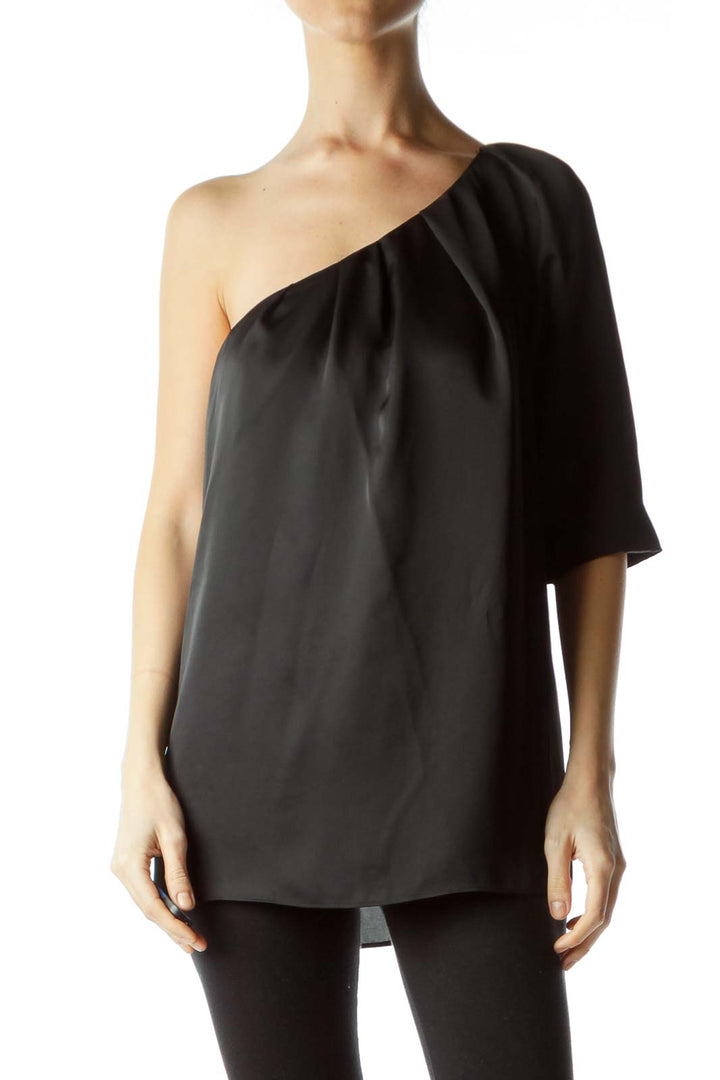 Black One-Shoulder Box Top