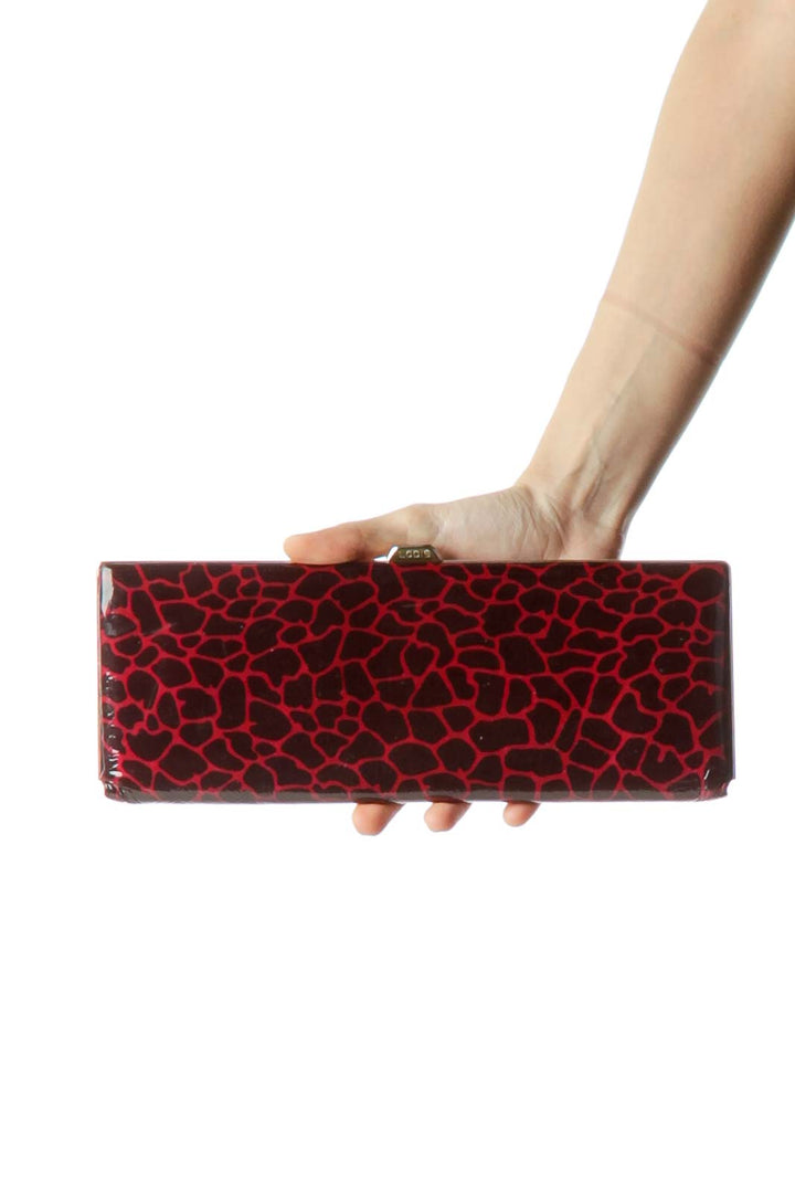 Black Red Animal Print Patent Clutch