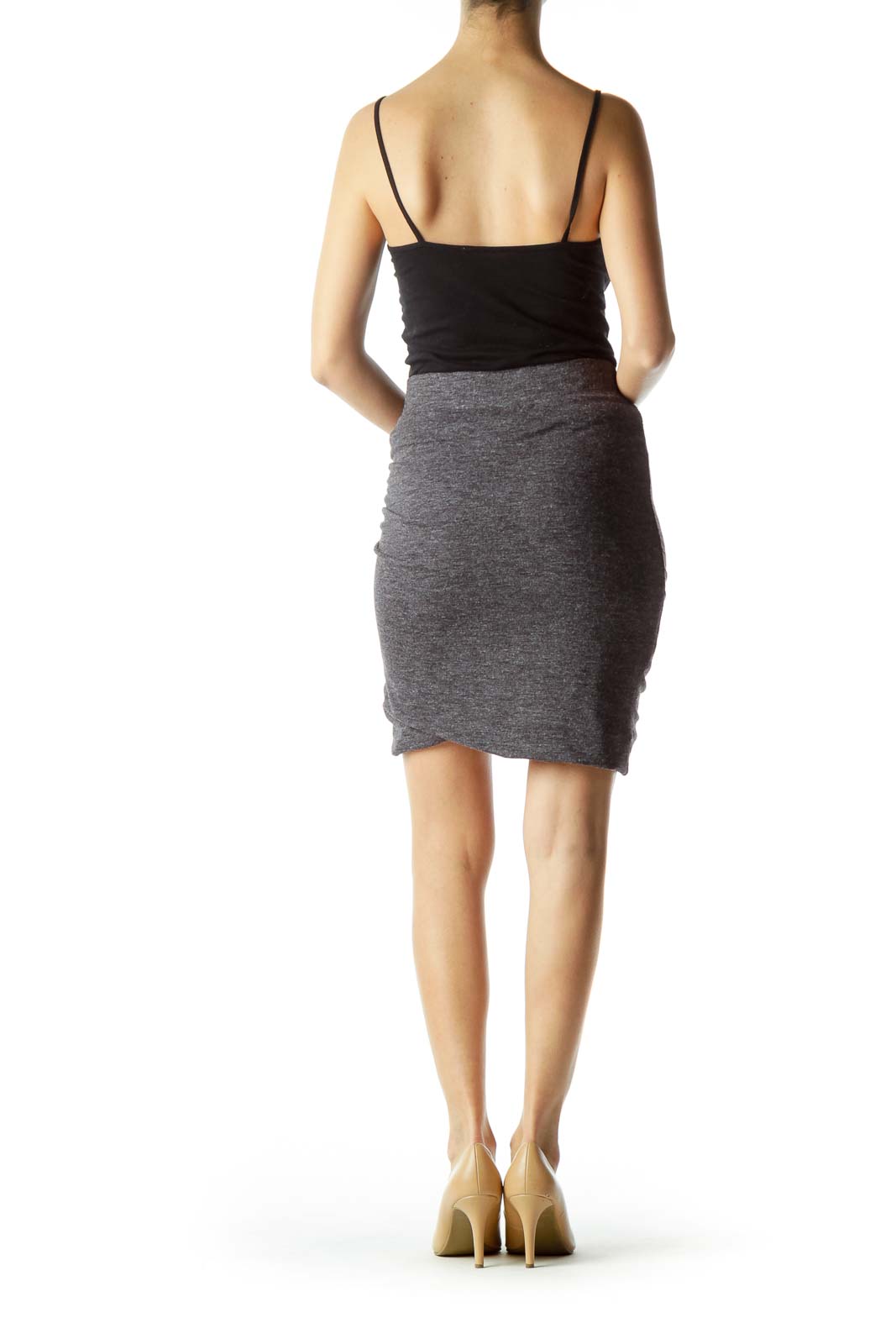 Gray Side Scrunched Skirt