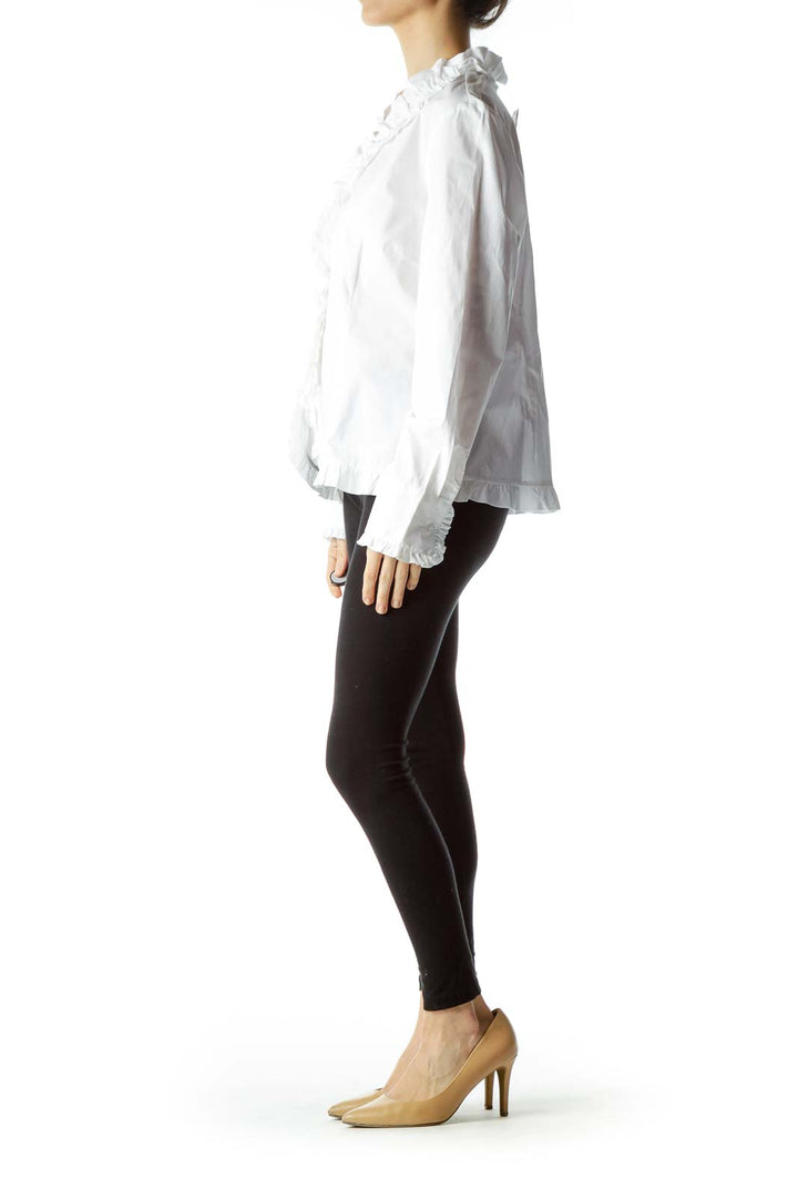 White Ruffled Long Sleeve Blouse