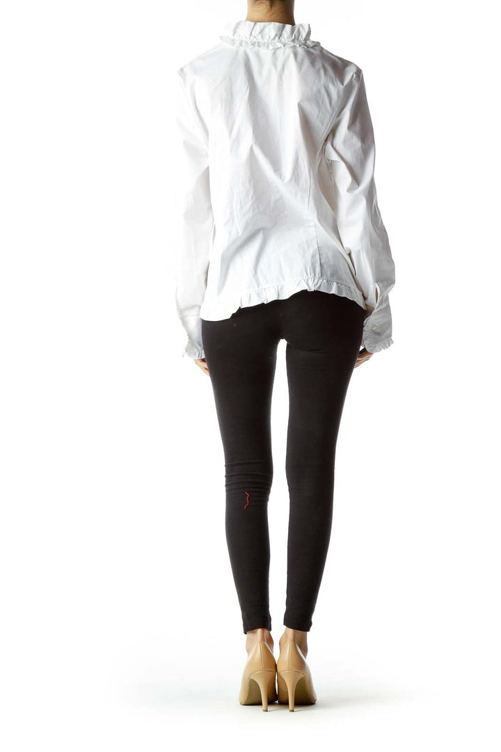 White Ruffled Long Sleeve Blouse