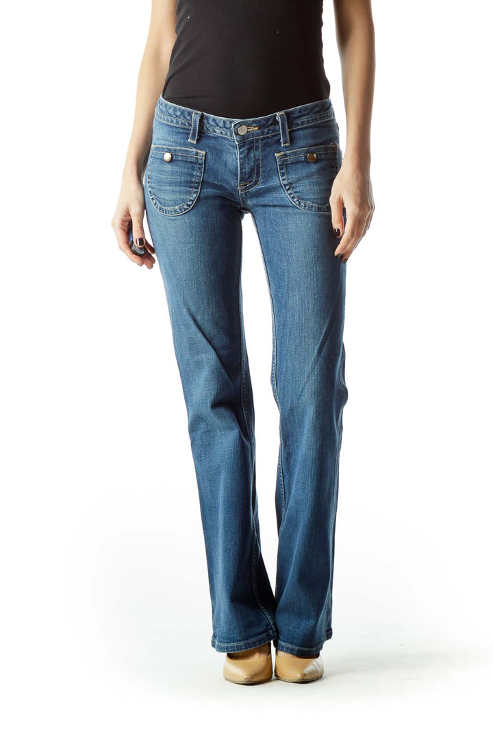 Blue Flared Denim Jeans