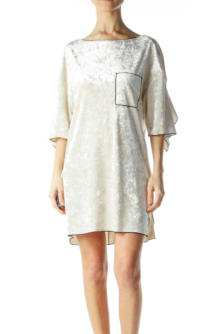 Cream Velvet Shift Dress