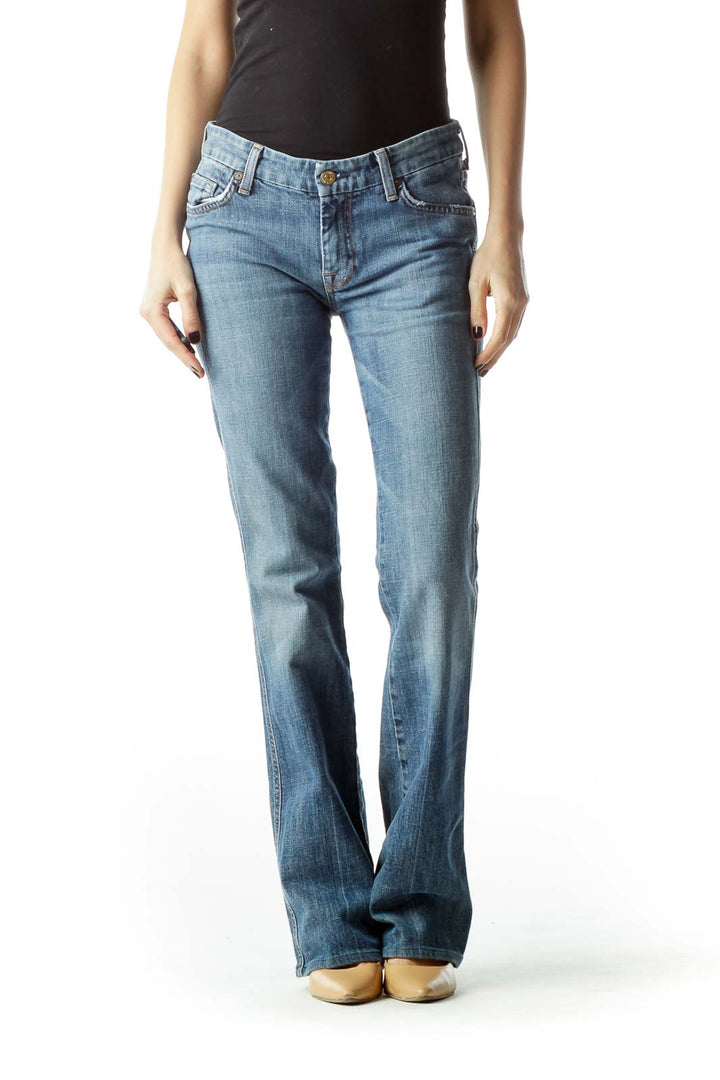 Blue Straight-Leg Denim Jeans