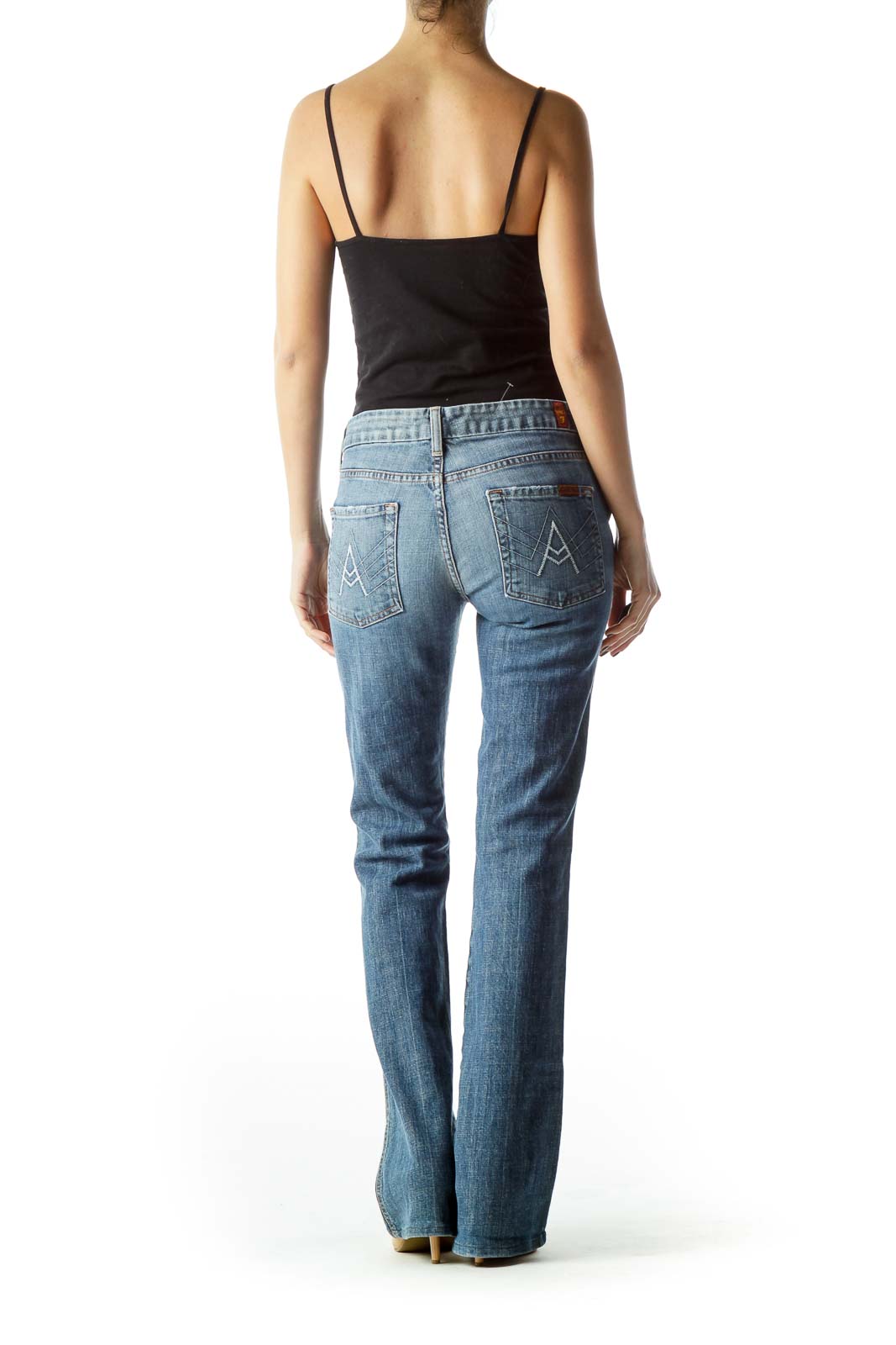 Blue Straight-Leg Denim Jeans