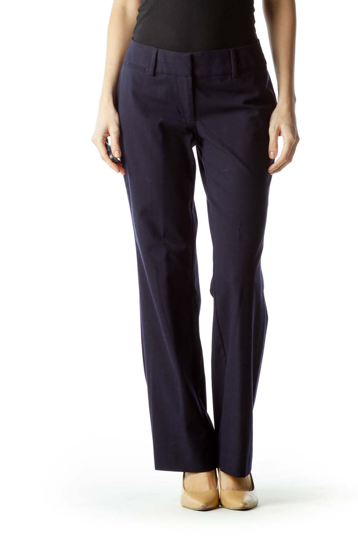 Navy Blue Straight Leg Slacks