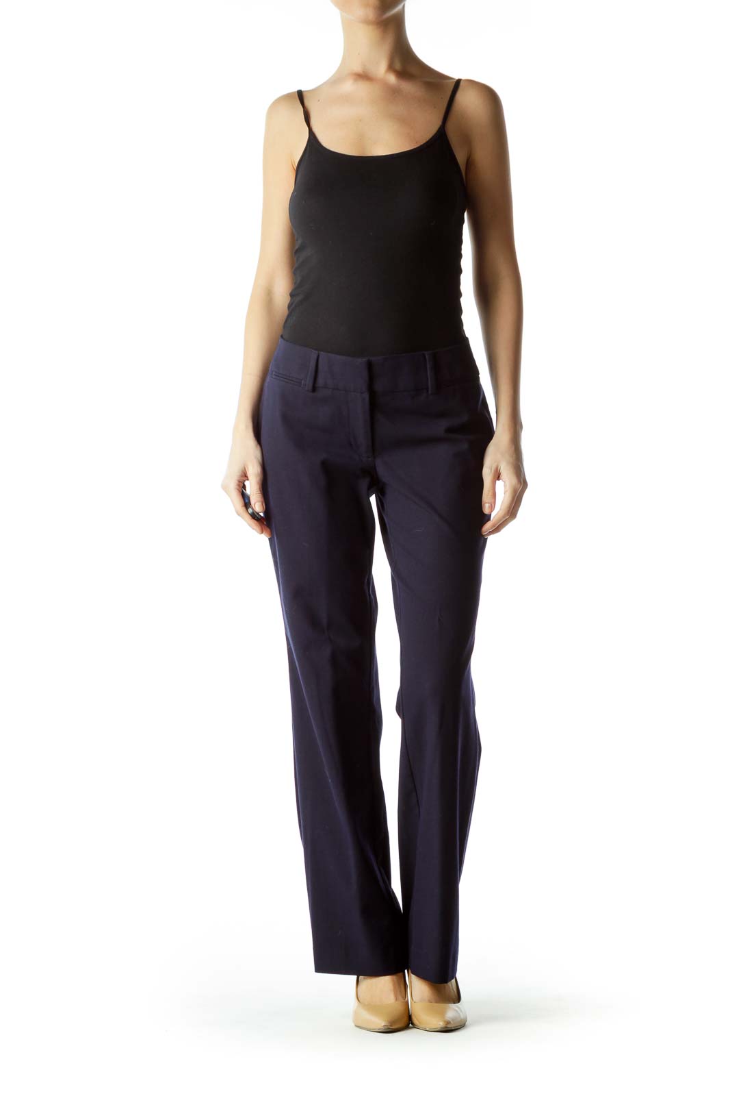 Navy Blue Straight Leg Slacks