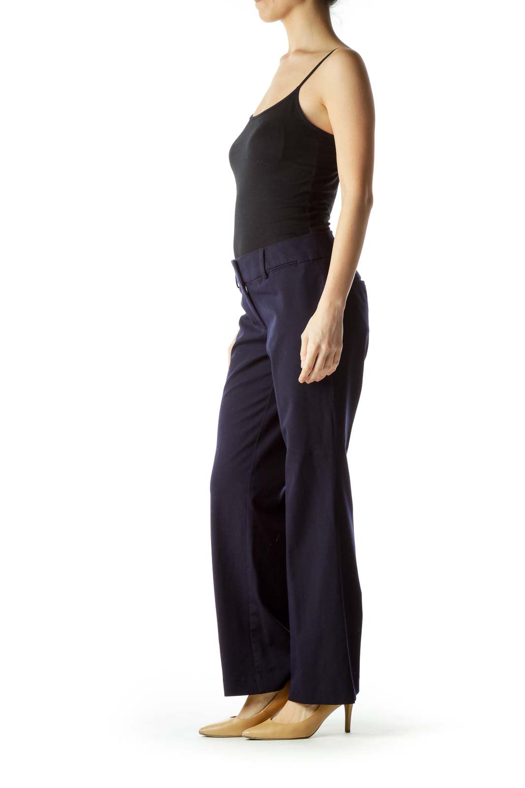 Navy Blue Straight Leg Slacks