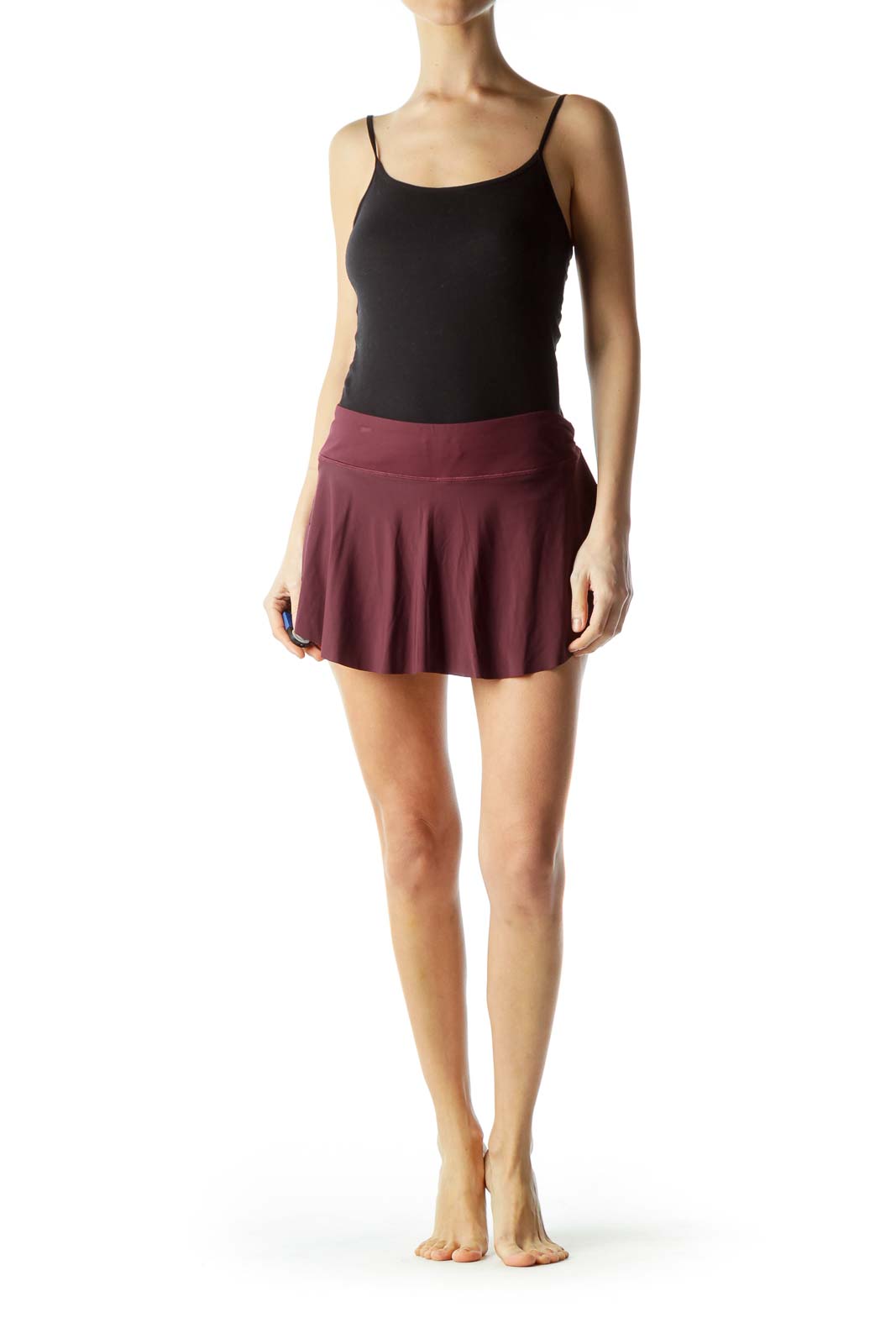 Burgundy Mini Flared Sport Skirt