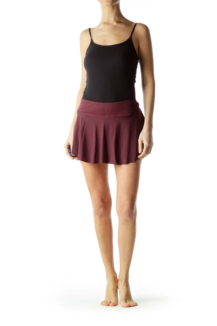 Burgundy Mini Flared Sport Skirt