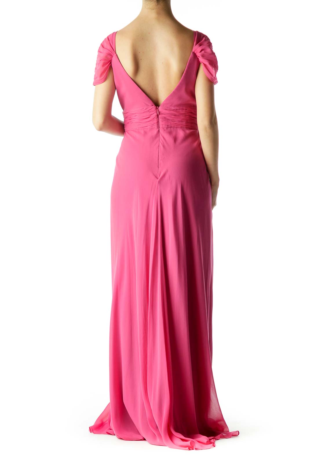 Pink Beaded Silk Evening Gown