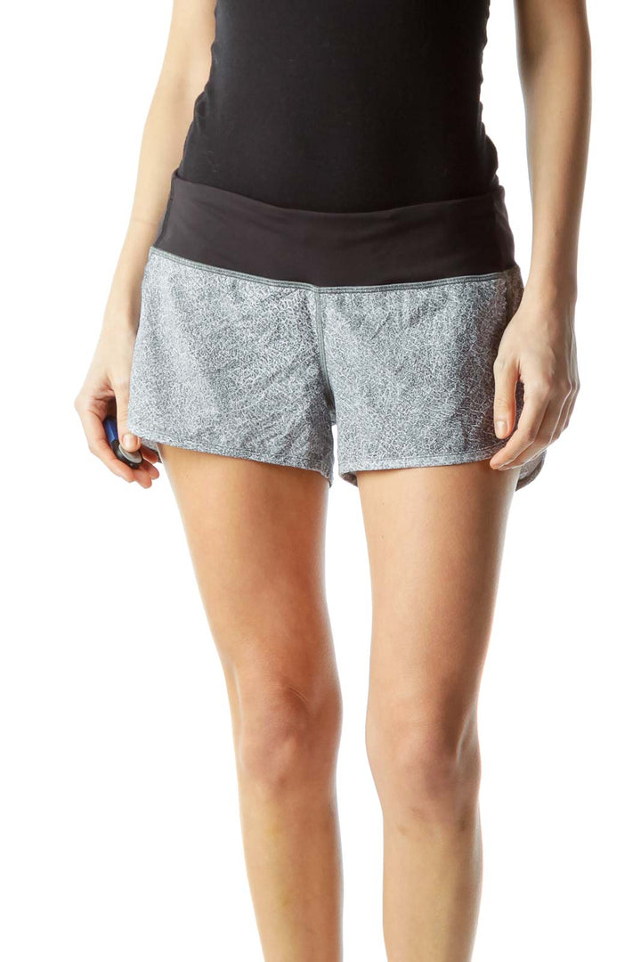 Black Gray Print Sports Shorts