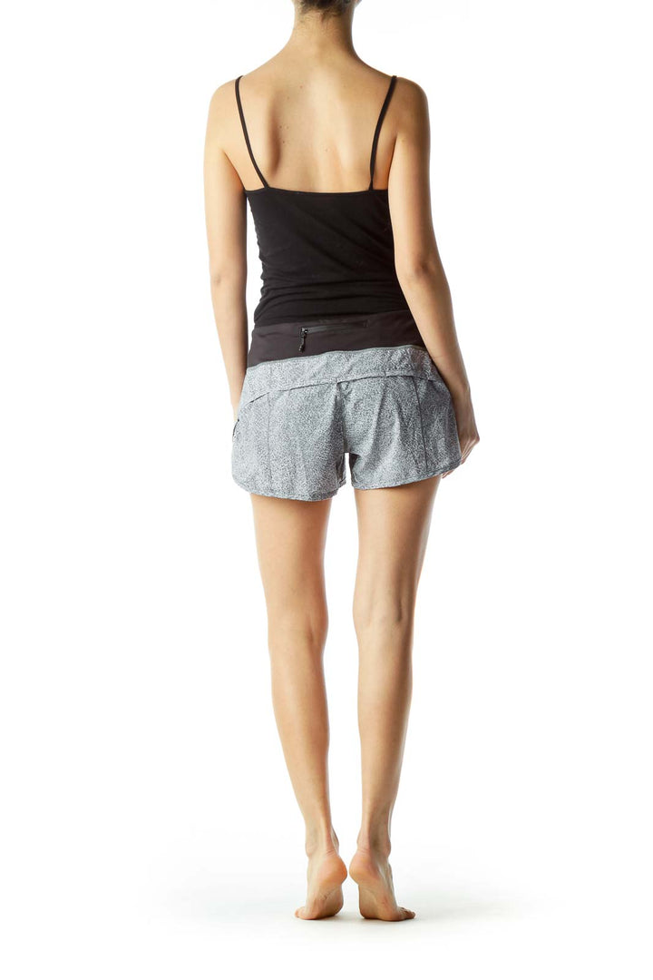 Black Gray Print Sports Shorts