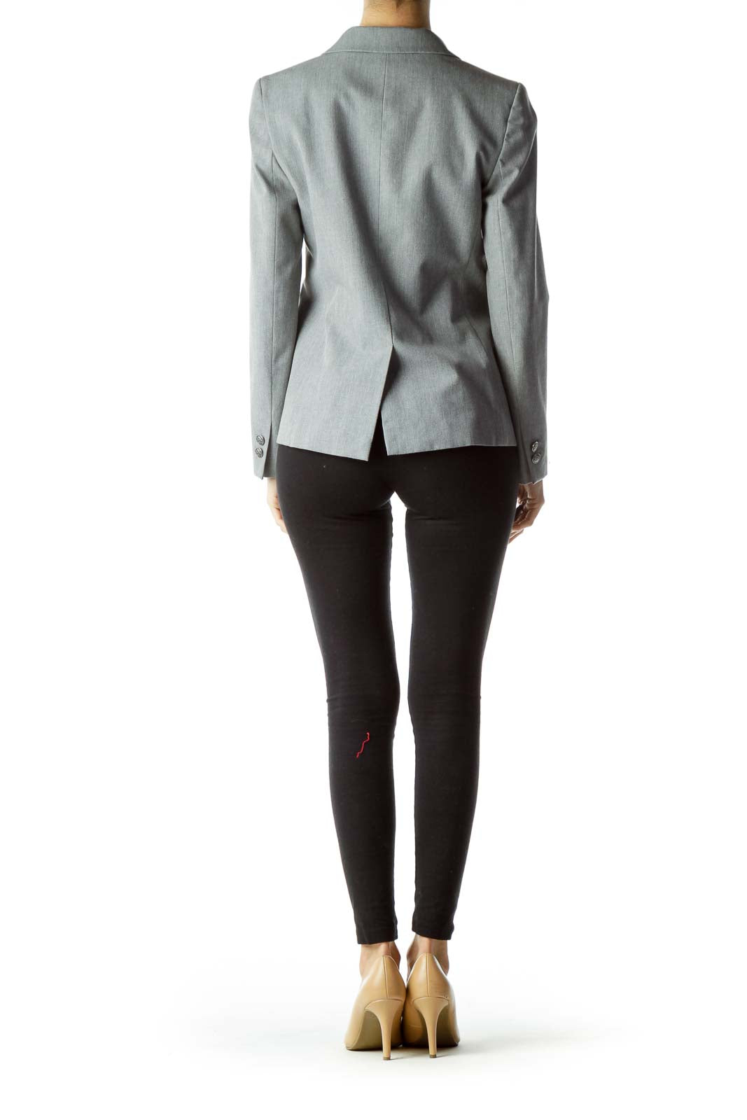 Gray V-Neck Collared Blazer