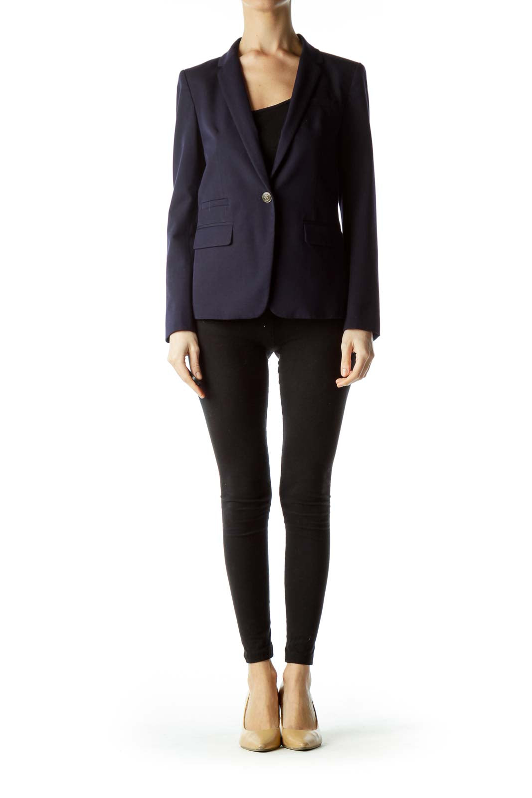 Navy Blue Buttoned Blazer