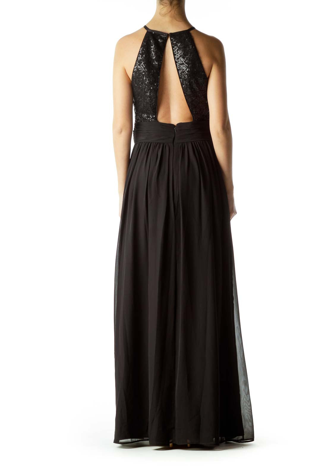 Black Sequin Detailed Evening Dress