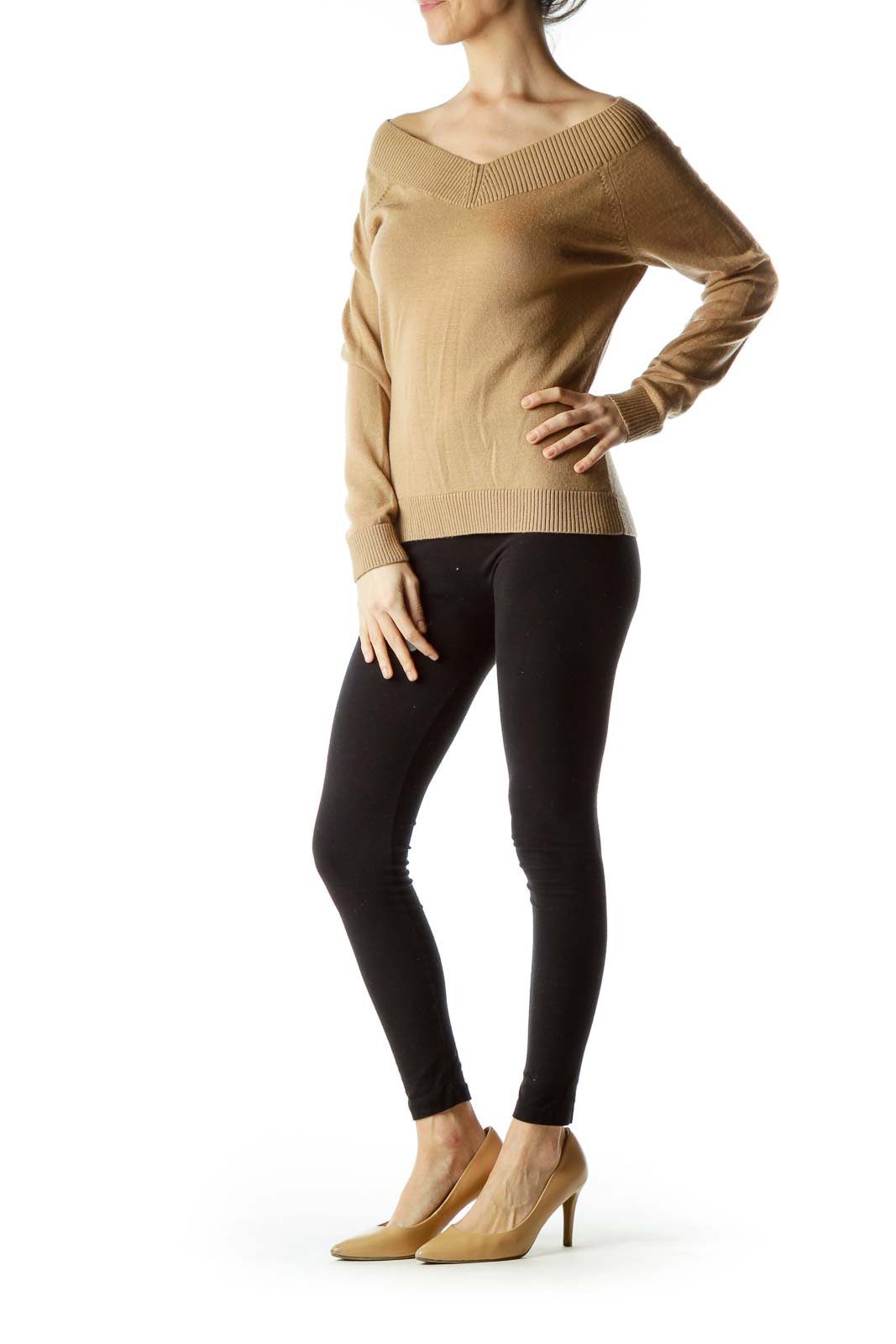 Brown V-neck Wool Sweater