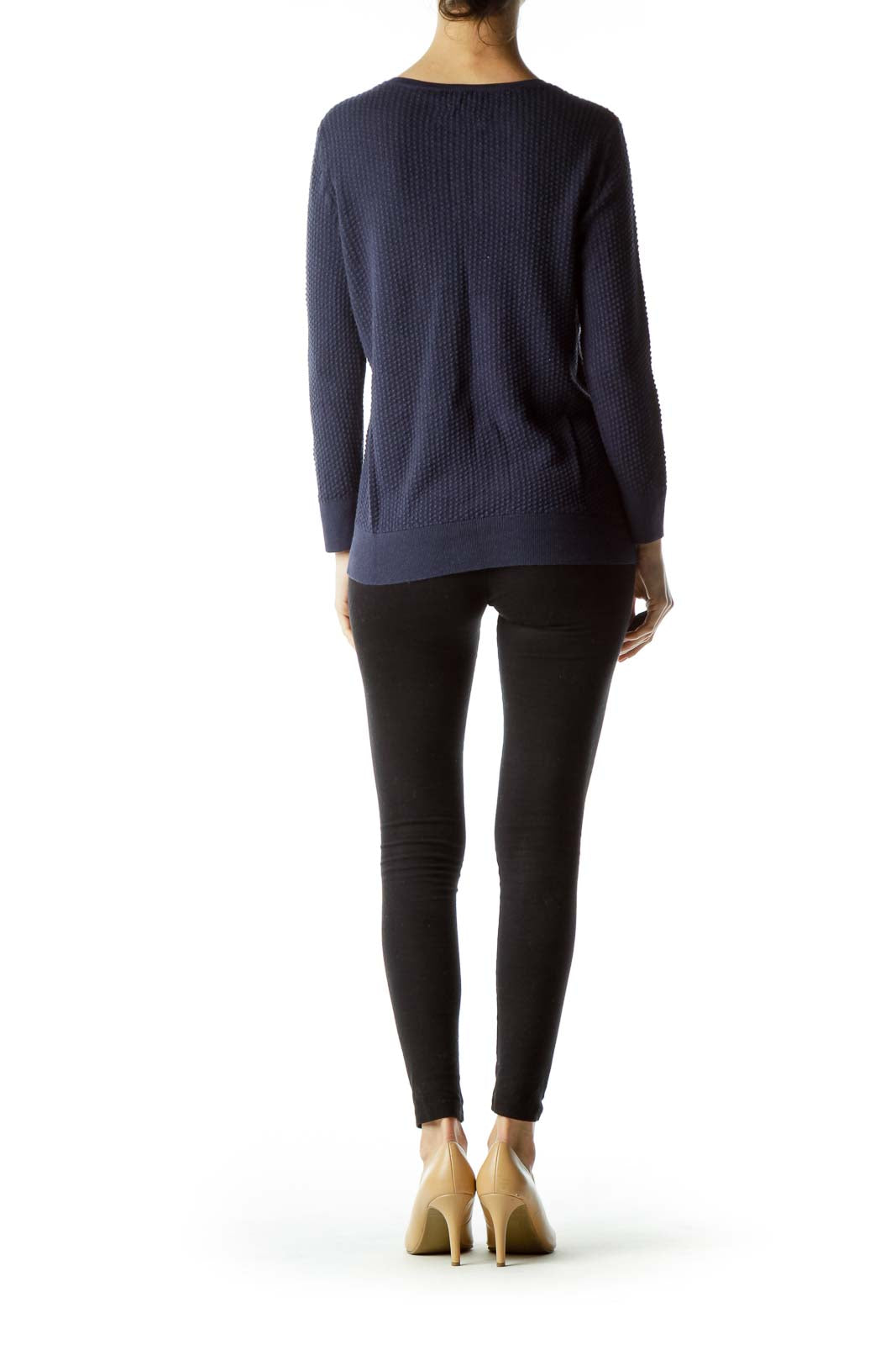 Navy Textured Knit Top