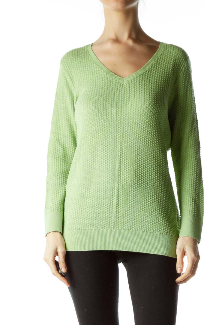 Green Textured Knit Top