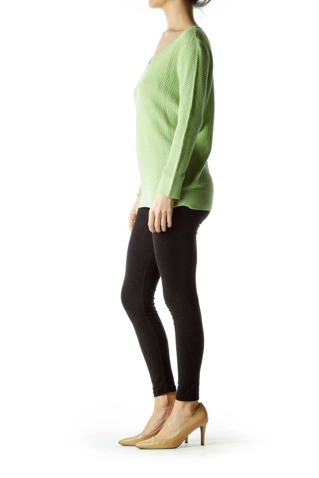 Green Textured Knit Top