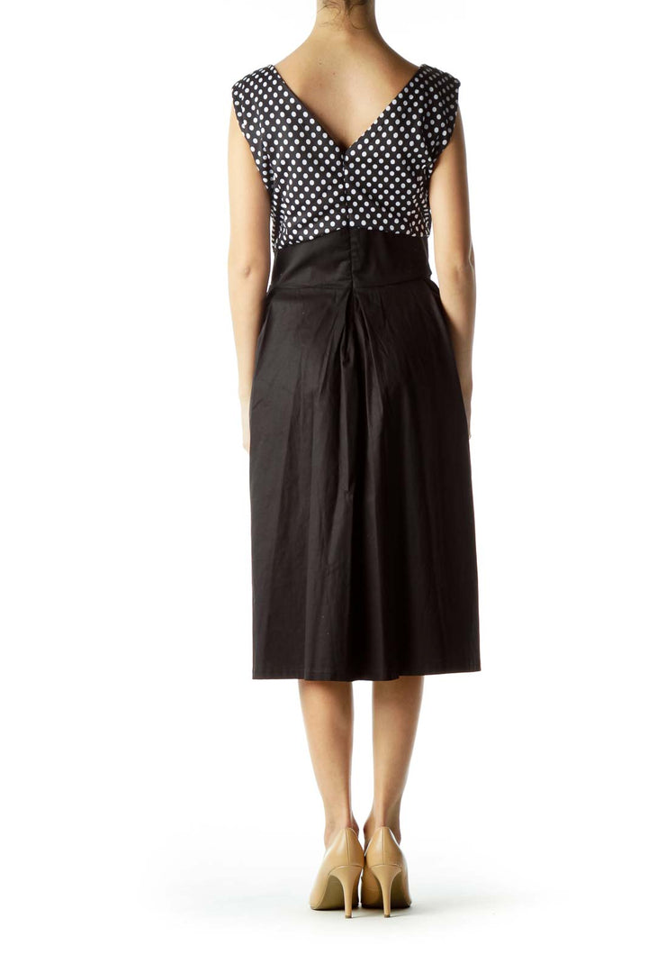 Black White Polka-Dot Upper Day Dress