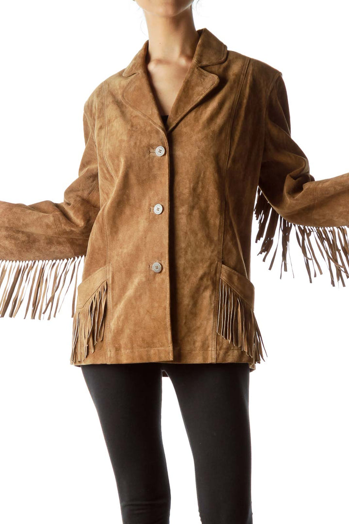 Brown Suede Leather Jacket with Fringe