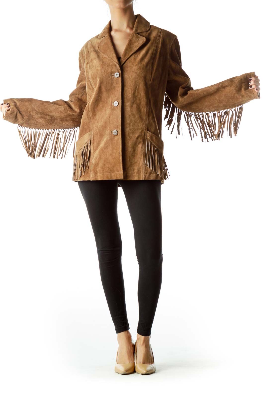 Brown Suede Leather Jacket with Fringe