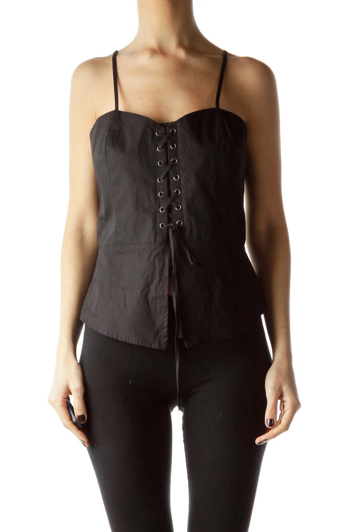 Black Sweetheart Neck 100% Cotton Top