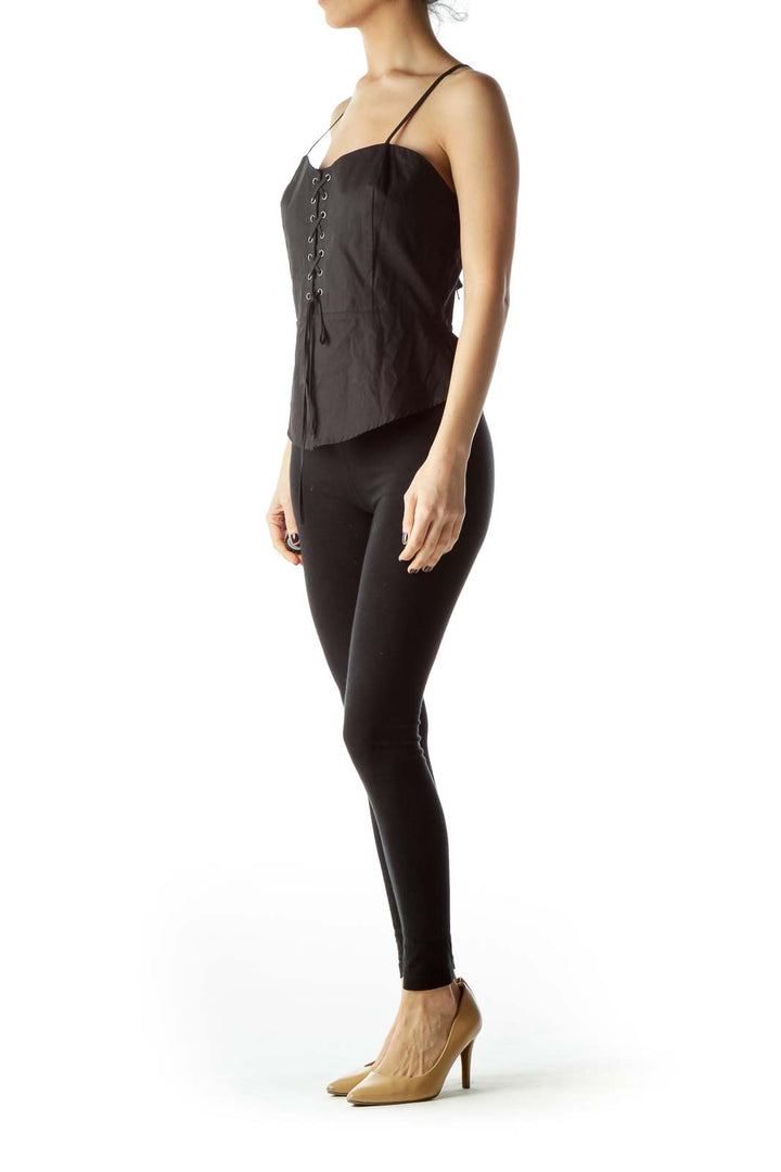 Black Sweetheart Neck 100% Cotton Top