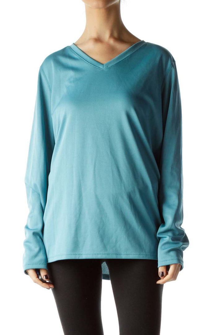 Teal Long Sleeve Stretch Sports Top