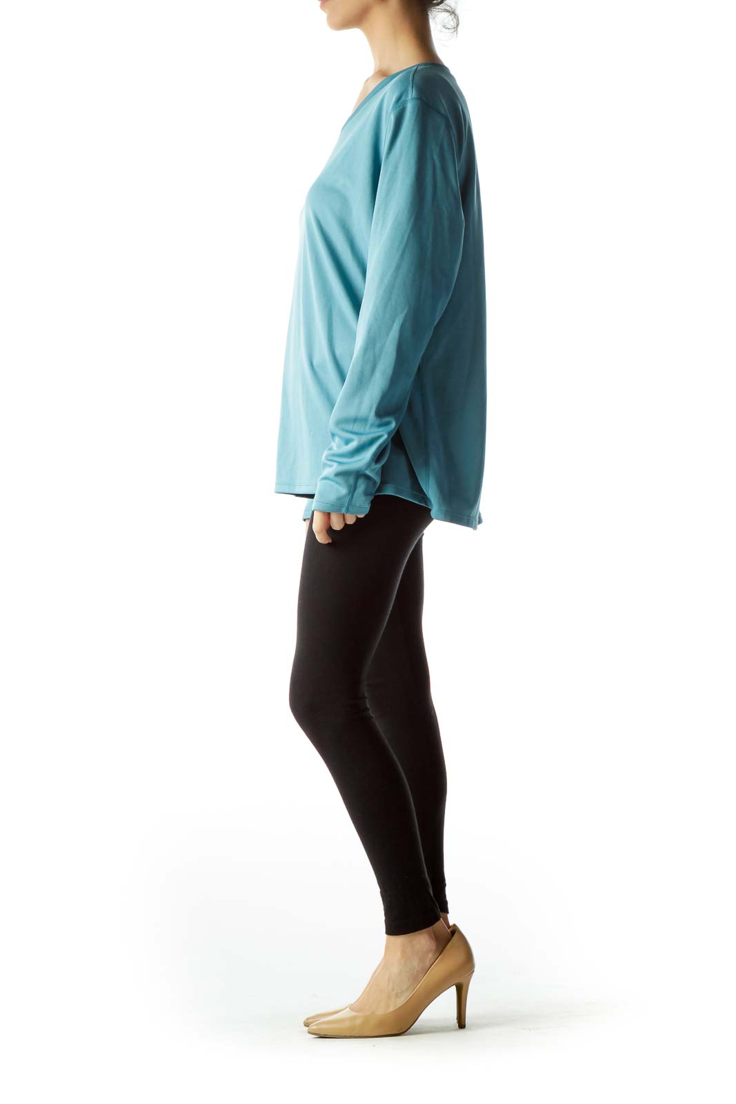 Teal Long Sleeve Stretch Sports Top