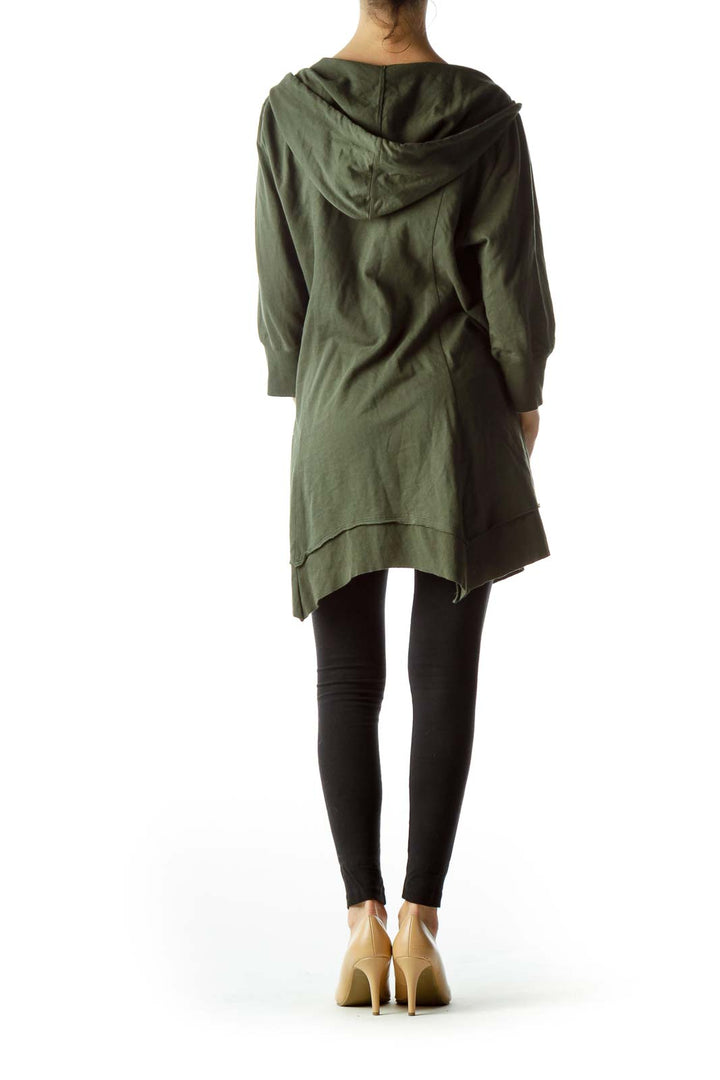 Army Green Zippered Hooded Jacket