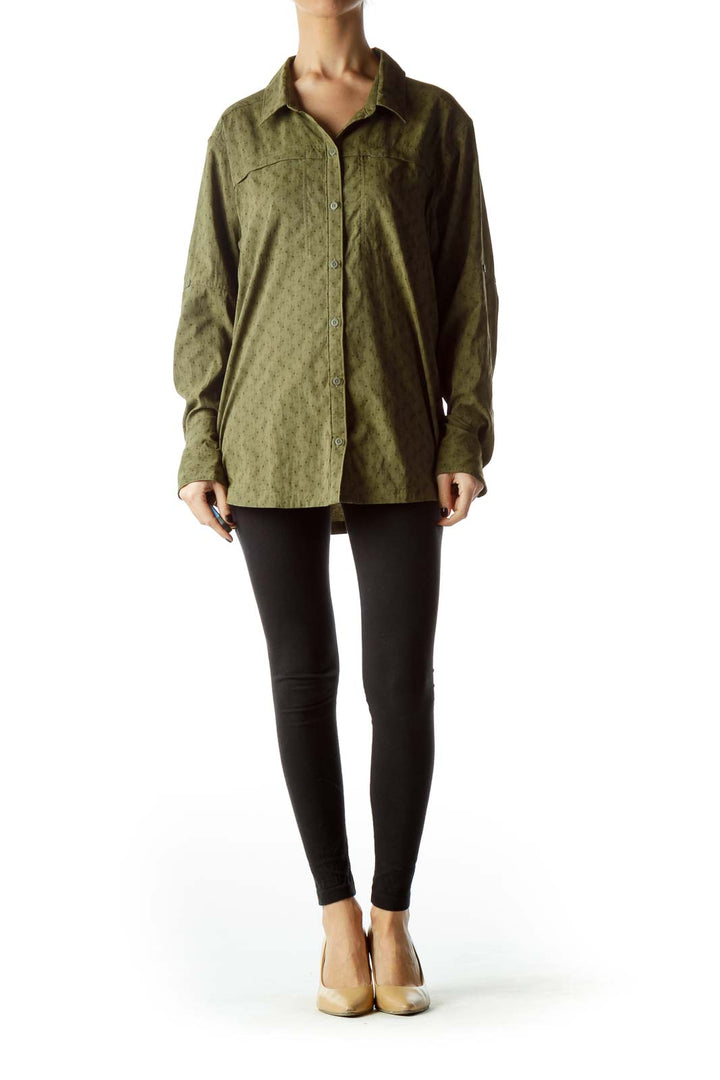 Army Green Small Geometric Print Shirt