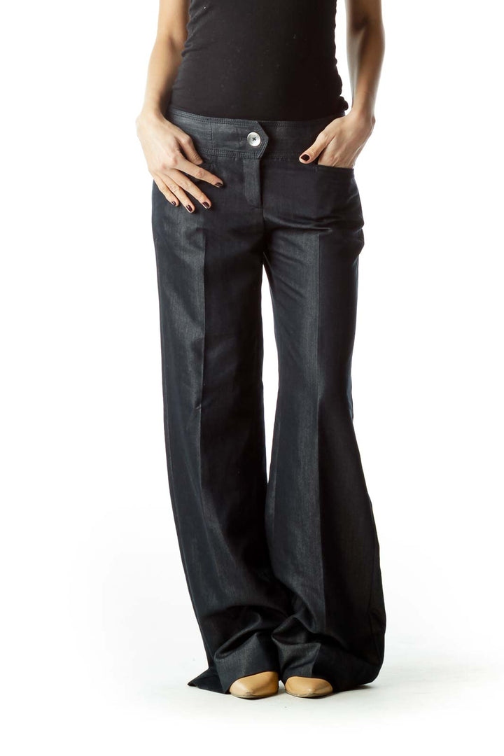 Dark Blue Metallic Buttons Pants